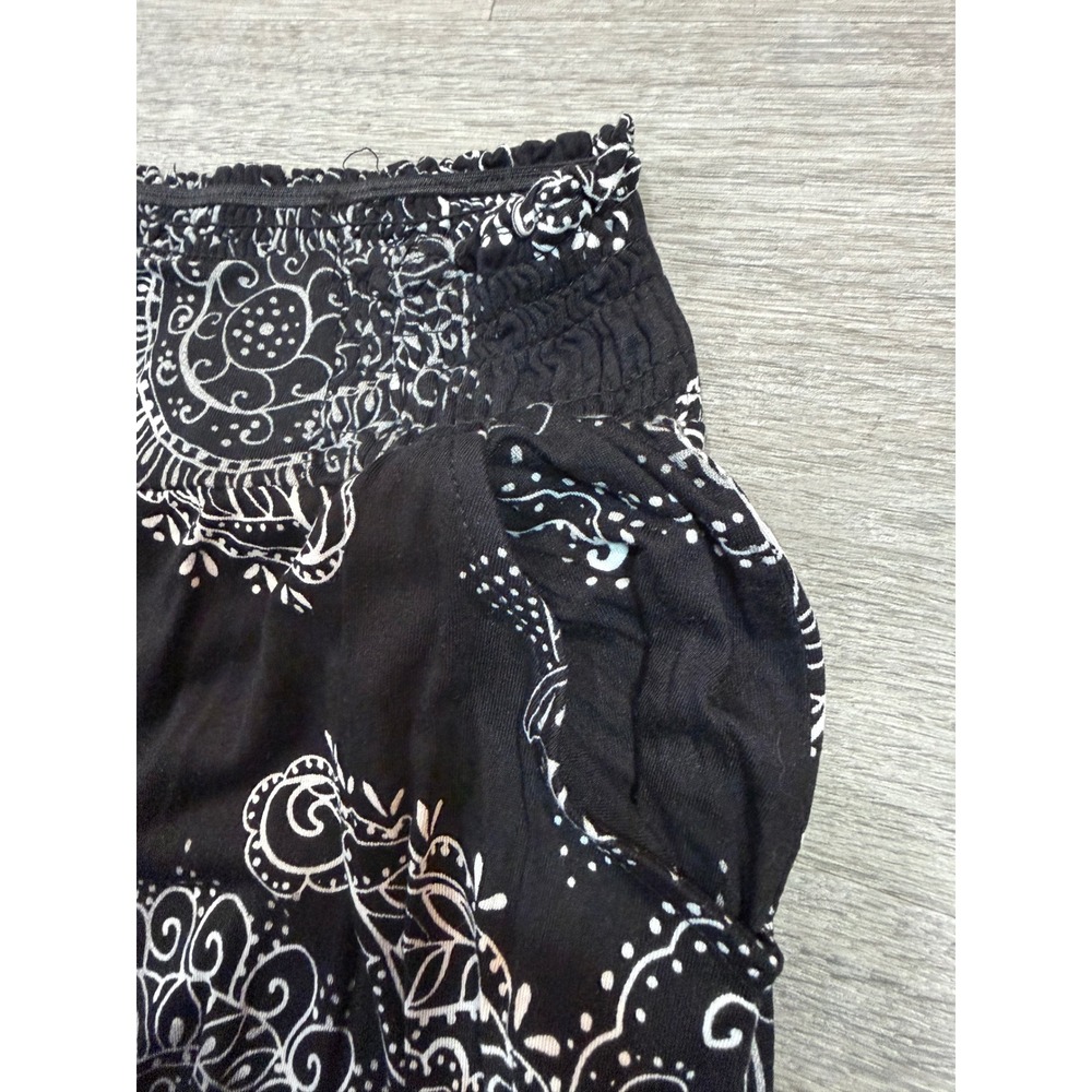 LASCANA Black White Paisley Print Jogger Pants Sz 4 Boho Lounge Comfy Y2K Resort - Picture 4 of 8